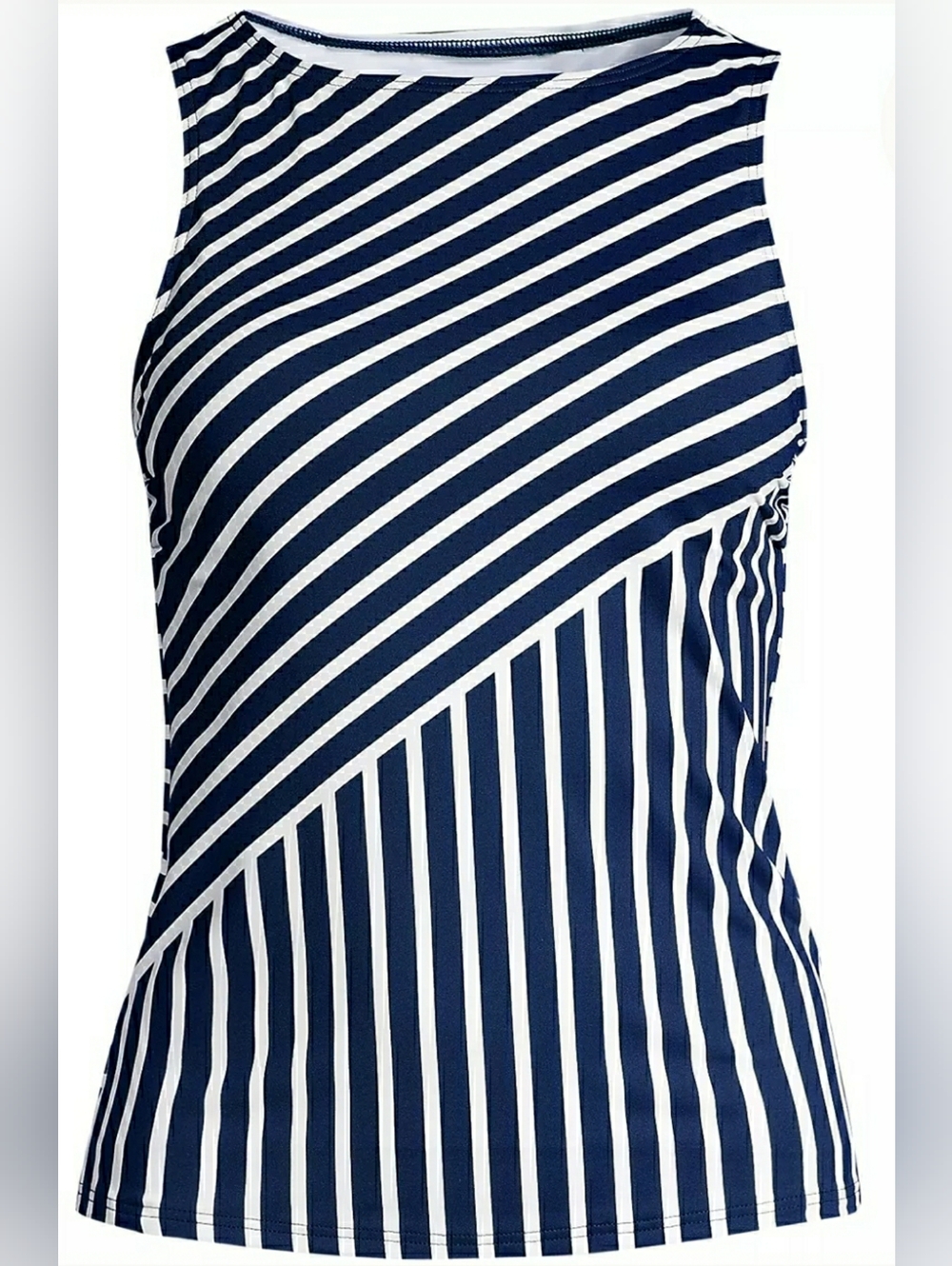 Coastal Slimming 18 DD Preppy Resort Cruise Striped Tankini Tank Swim Top New - Picture 2 of 7